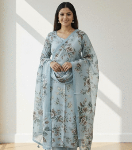 Pure cotton digital print top with a flora