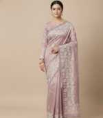 Rose tissue Patch work Applique  Crush Tissue Saree - Image 2