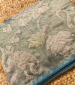 Flamingo bird tissue Patch work Applique same color lace Crush Tissue Saree - Image 7