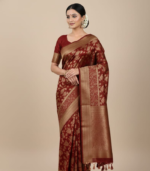 Heavy rose weaving work Banarasi Georgette Saree