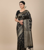 Heavy rose weaving work Banarasi Georgette Saree - Image 2