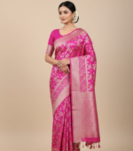Heavy rose weaving work Banarasi Georgette Saree - Image 3