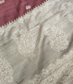 Paithni style embroidery Tusser  Saree - Image 11