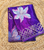 Geomatrical border with weaved Applique work Banarasi Georgette Saree - Image 4