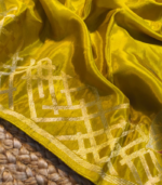 Geomatrical border with weaved Applique work Banarasi Georgette Saree - Image 15