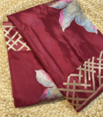 Geomatrical border with weaved Applique work Banarasi Georgette Saree - Image 10