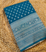 Small weaved mugal buty Banarasi Georgette Saree - Image 12