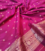 Small weaved mugal buty Banarasi Georgette Saree - Image 7