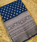 Small weaved mugal buty Banarasi Georgette Saree - Image 19