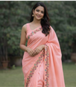 Cutwork with Embroidery Tusser Saree - Image 2